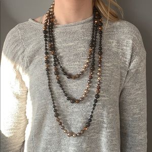 Premier Designs Black and Brown Beaded Necklace